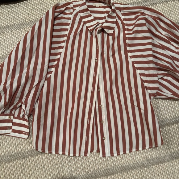 Pilcro Red and White Striped Shirt - Picture 5 of 6